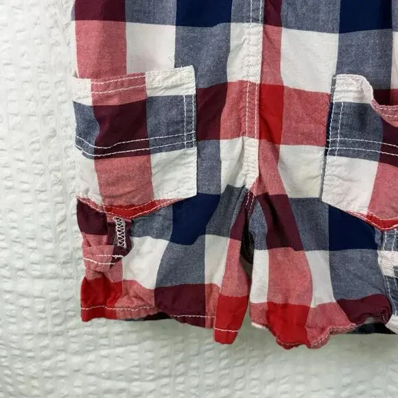 Osh Kosh Patriotic Overalls Red White Blue Gingham 2T 100% Cotton Summer - Picture 7 of 9